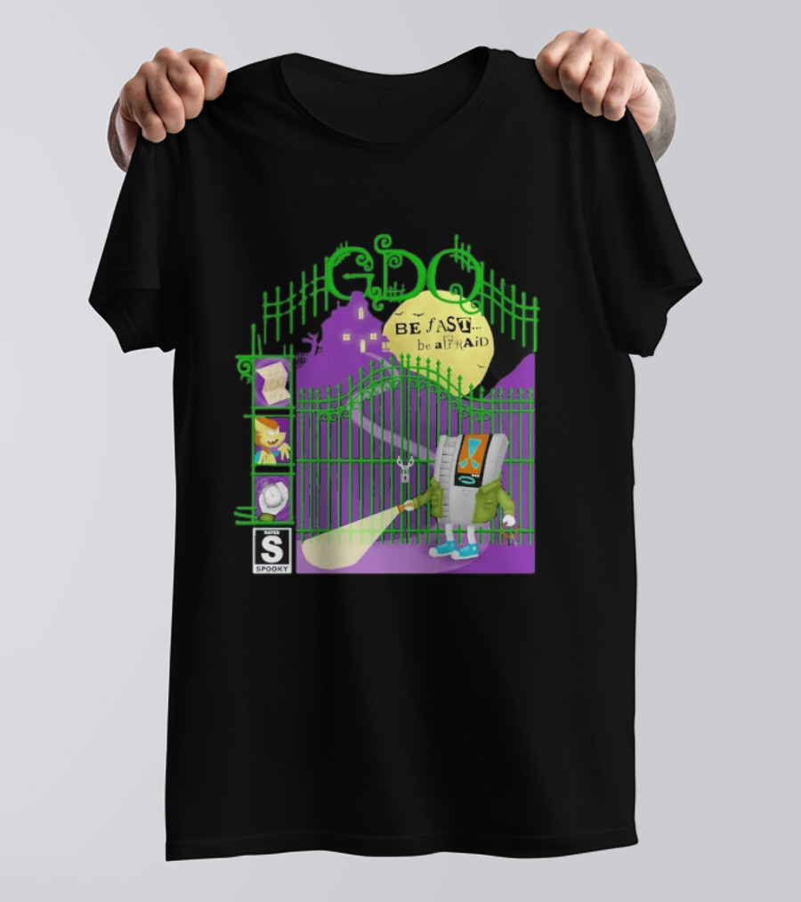 Gdq Be Fast Be Afraid Spooky Retro Robot Gaming T-Shirt