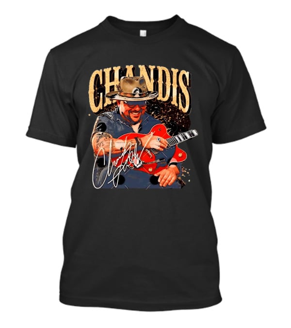 Chandis Guitarist Smiling With Red Guitar And Hat T-Shirt