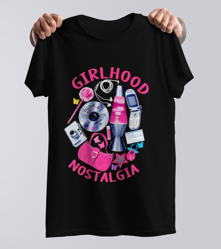 Girlhood Nostalgia Lava Lamp And Vintage Tech Accessories Throwback T-Shirt