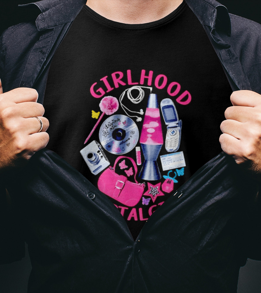 Girlhood Nostalgia Lava Lamp And Vintage Tech Accessories Throwback T-Shirt