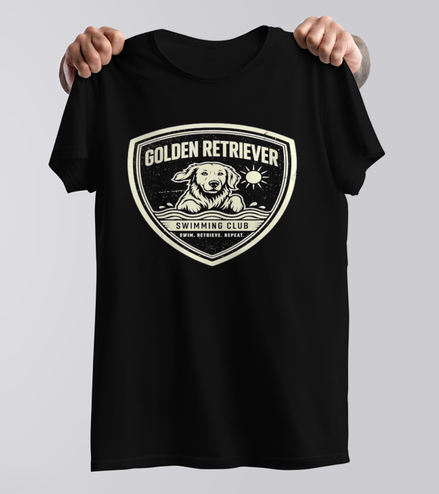 Golden Retriever Swimming Club Swim Retrieve Repeat Sun And Water T-Shirt