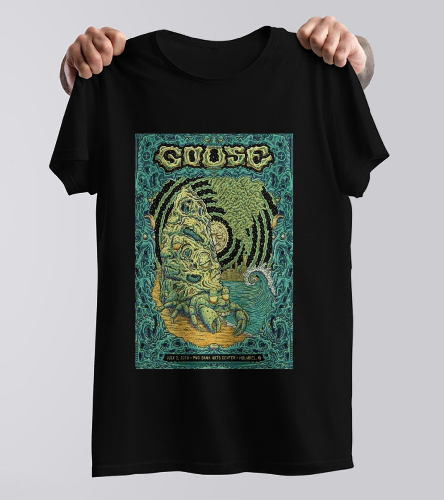 Goose July 2 2026 PNC Bank Arts Center Holmdel NJ Psychedelic Monster Wave T-Shirt