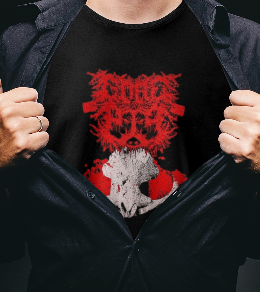 Gore Boar Skull Red Face Death Metal Hardcore T-Shirt