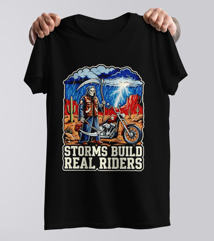 Real Riders Grim Reaper Motorcycle Storm Adventure T-Shirt