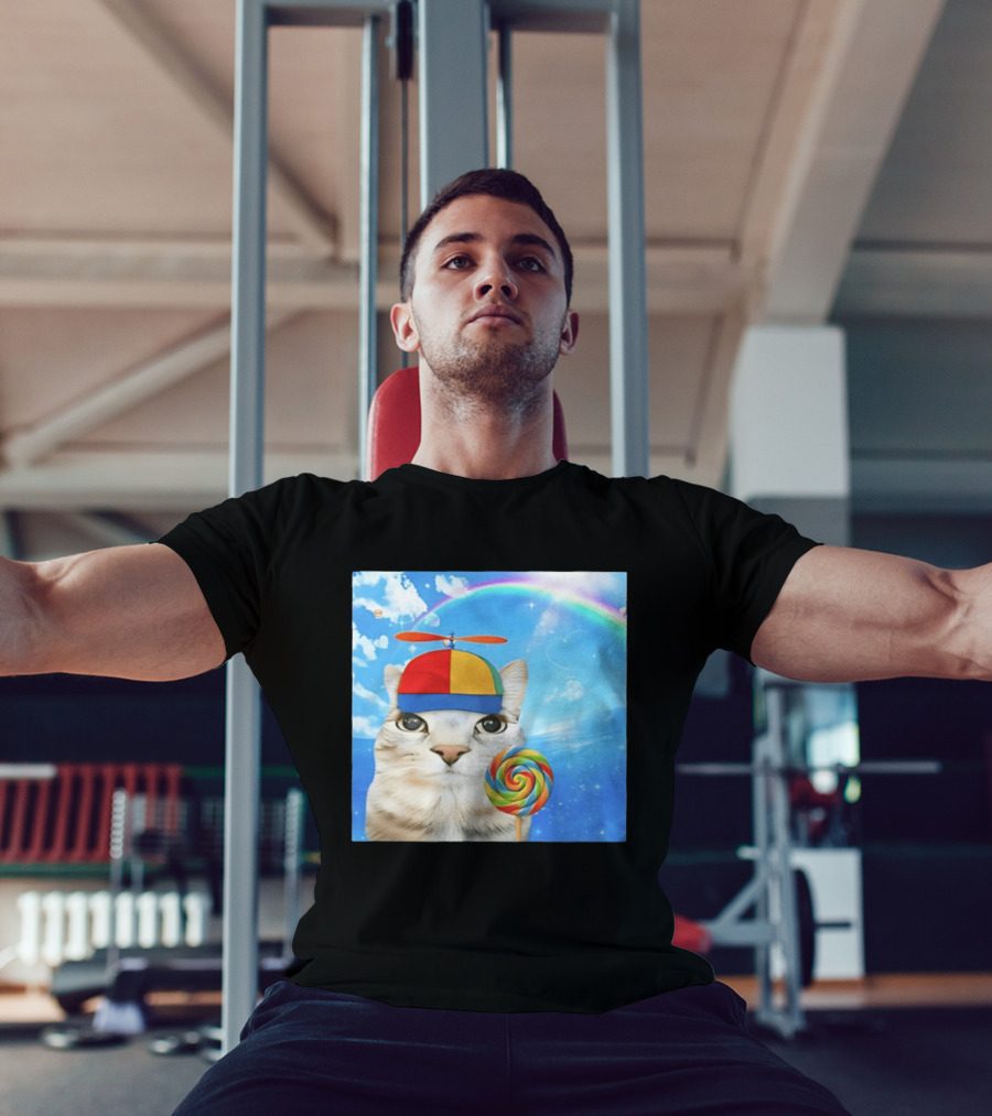 Happy Cat Rainbow Lollipop Dreamcore Brainrot Meme Weirdcore Aesthetic T-Shirt