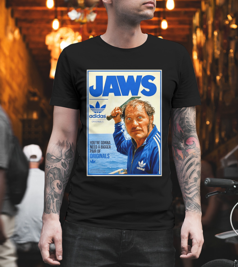 Jaws Adidas Originals You're Gonna Need A Bigger Pair Quint Machete T-Shirt