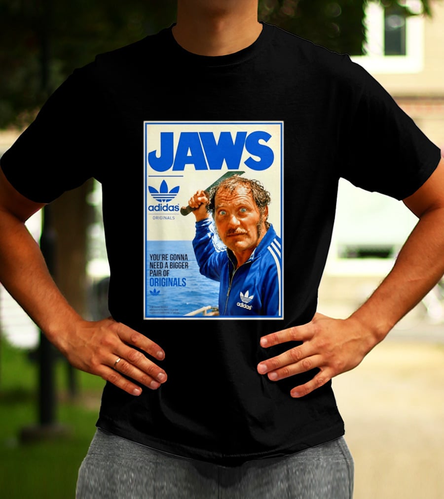Jaws Adidas Originals You're Gonna Need A Bigger Pair Quint Machete T-Shirt