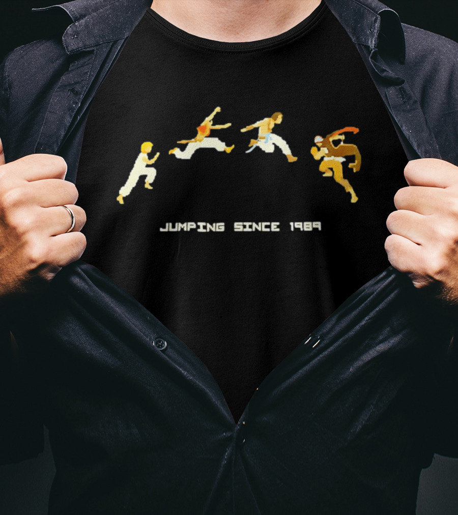 Jumping Since 1989 Retro Arcade Pixel Characters T-Shirt