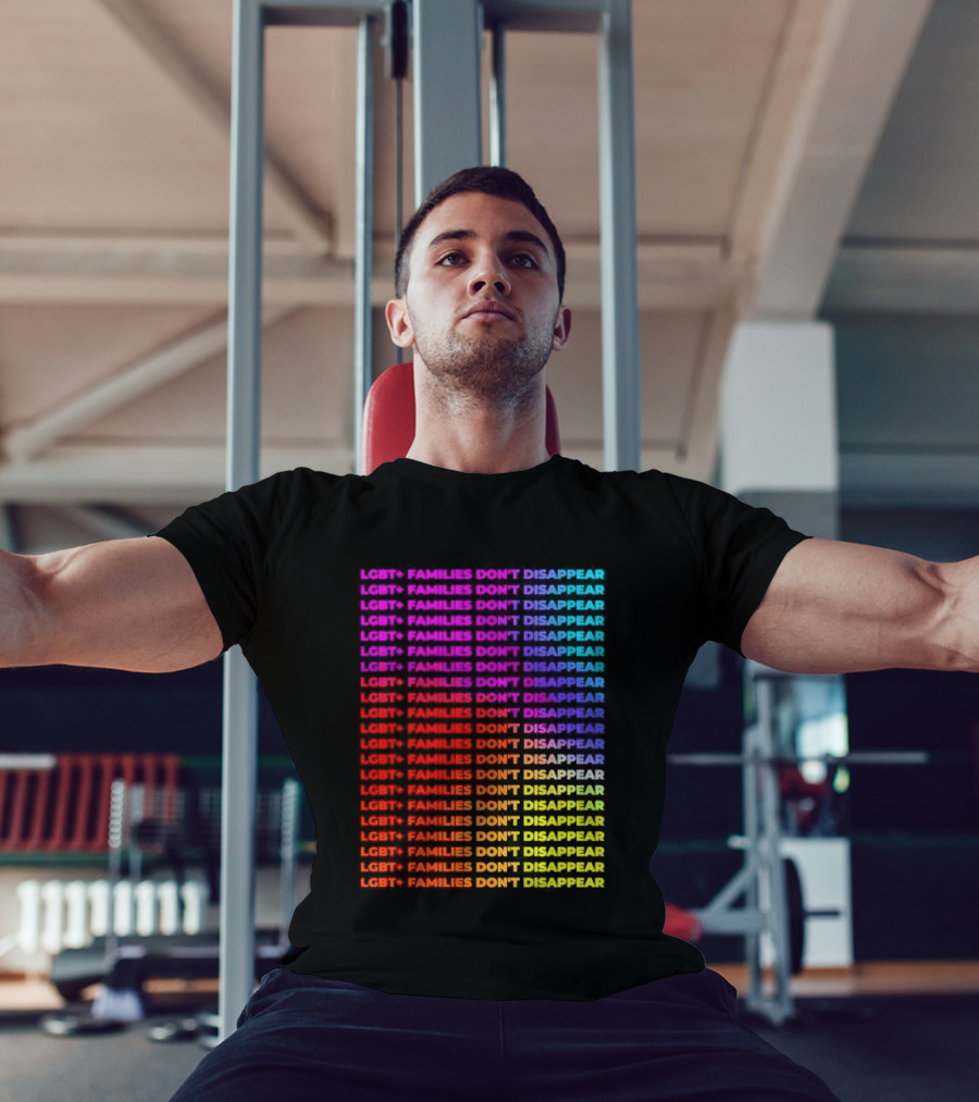 LGBT+ Families Don't Disappear Rainbow Text Pride Celebration T-Shirt