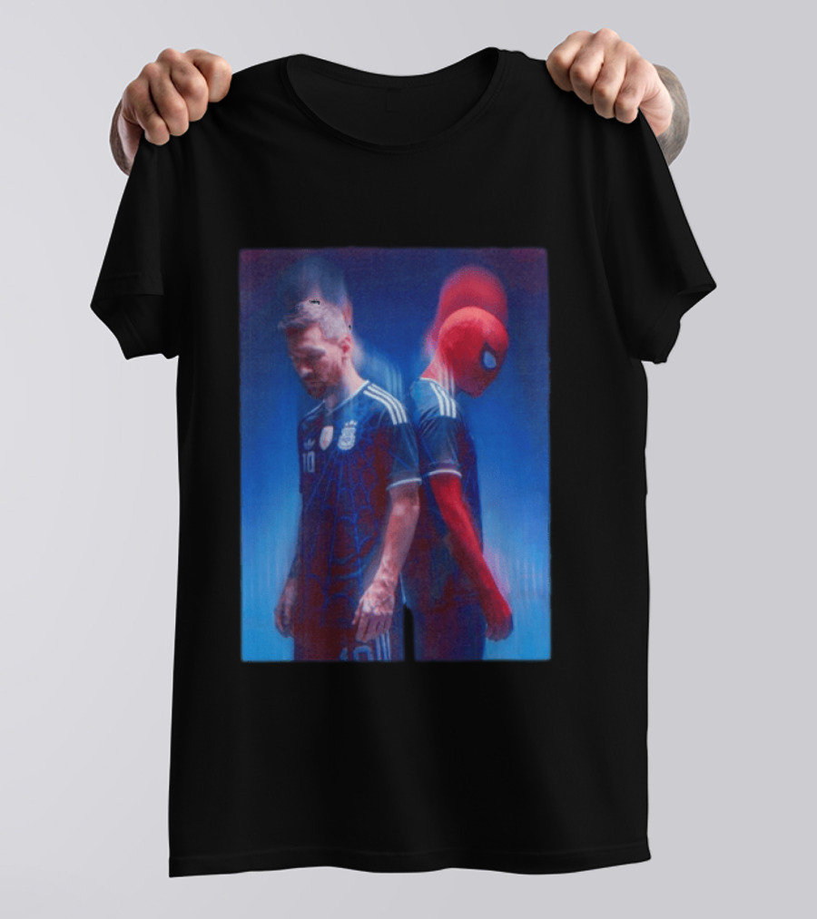 Lionel Messi Spider Man Argentina AFA Jersey Dual Image T-Shirt