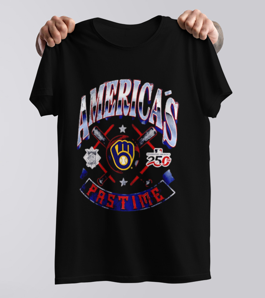 America's Pastime Milwaukee Brewers Celebrating America's 250th Baseball T-Shirt