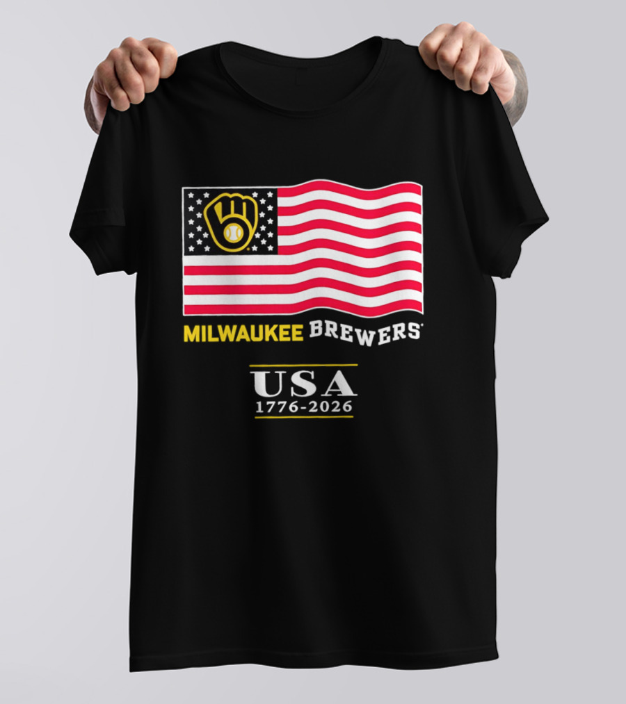 Milwaukee Brewers USA 1776 2026 American Flag Baseball Team T-Shirt