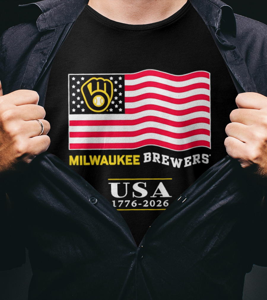 Milwaukee Brewers USA 1776 2026 American Flag Baseball Team T-Shirt
