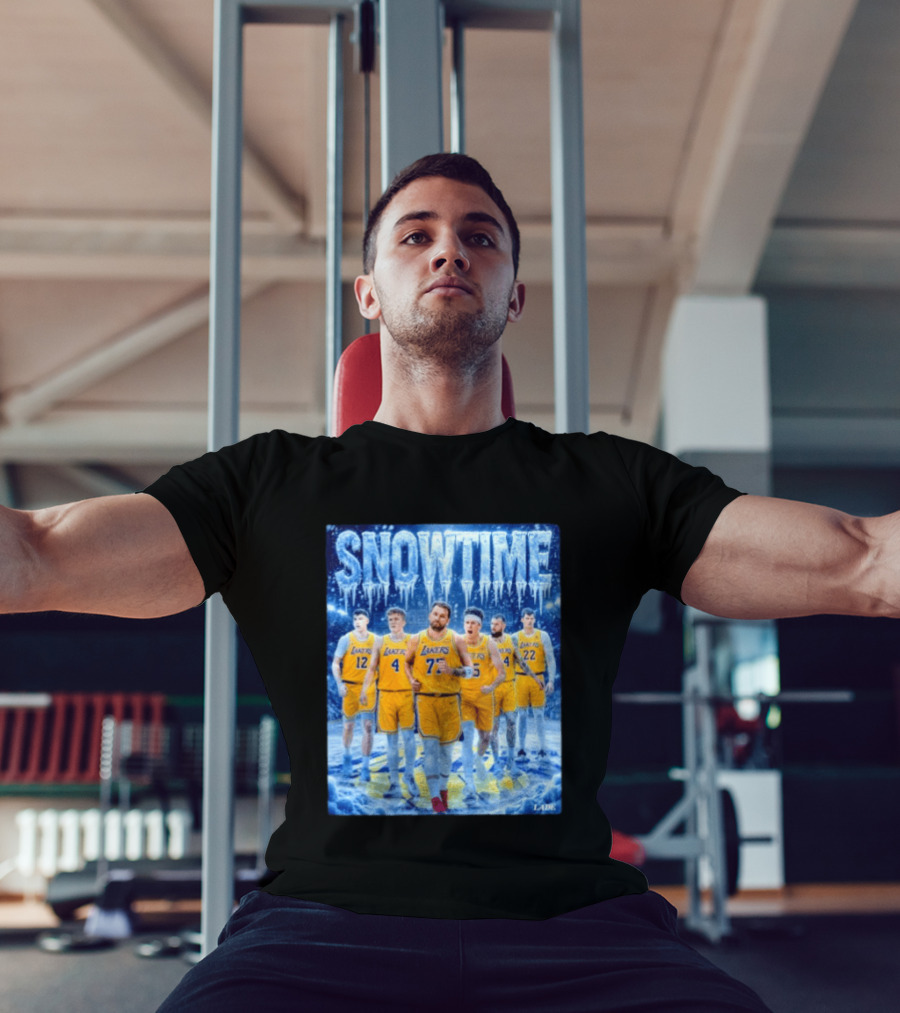 Snowtime Lakers Team Basketball NBA Laker Legends Frozen Court T-Shirt
