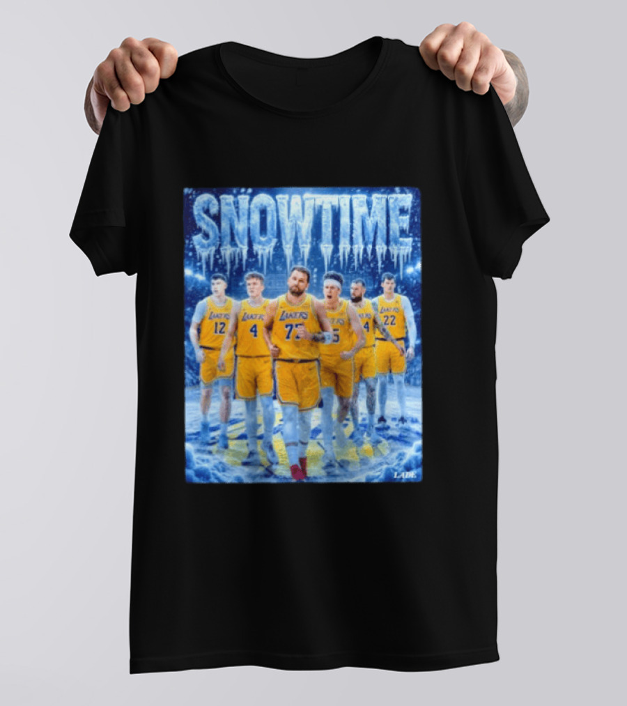 Snowtime Lakers Team Basketball NBA Laker Legends Frozen Court T-Shirt