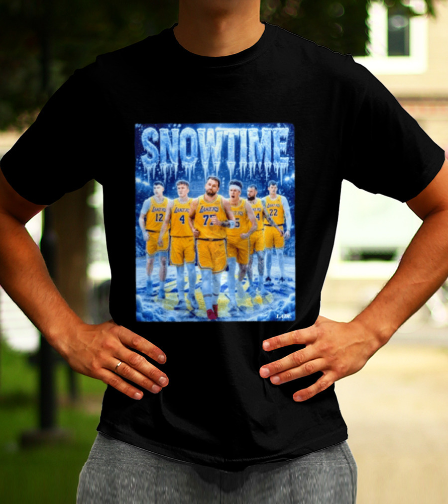 Snowtime Lakers Team Basketball NBA Laker Legends Frozen Court T-Shirt