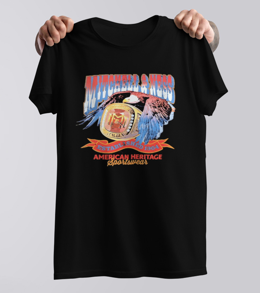 Mitchell And Ness Nostalgia Co American Heritage Sportswear Established 1904 Eagle Ring T-Shirt