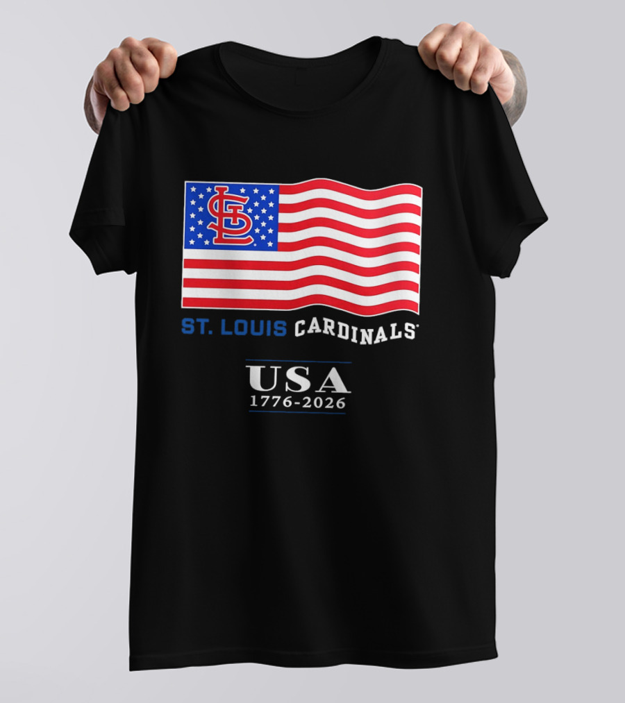St Louis Cardinals American Flag USA 1776 2026 MLB Baseball T-Shirt