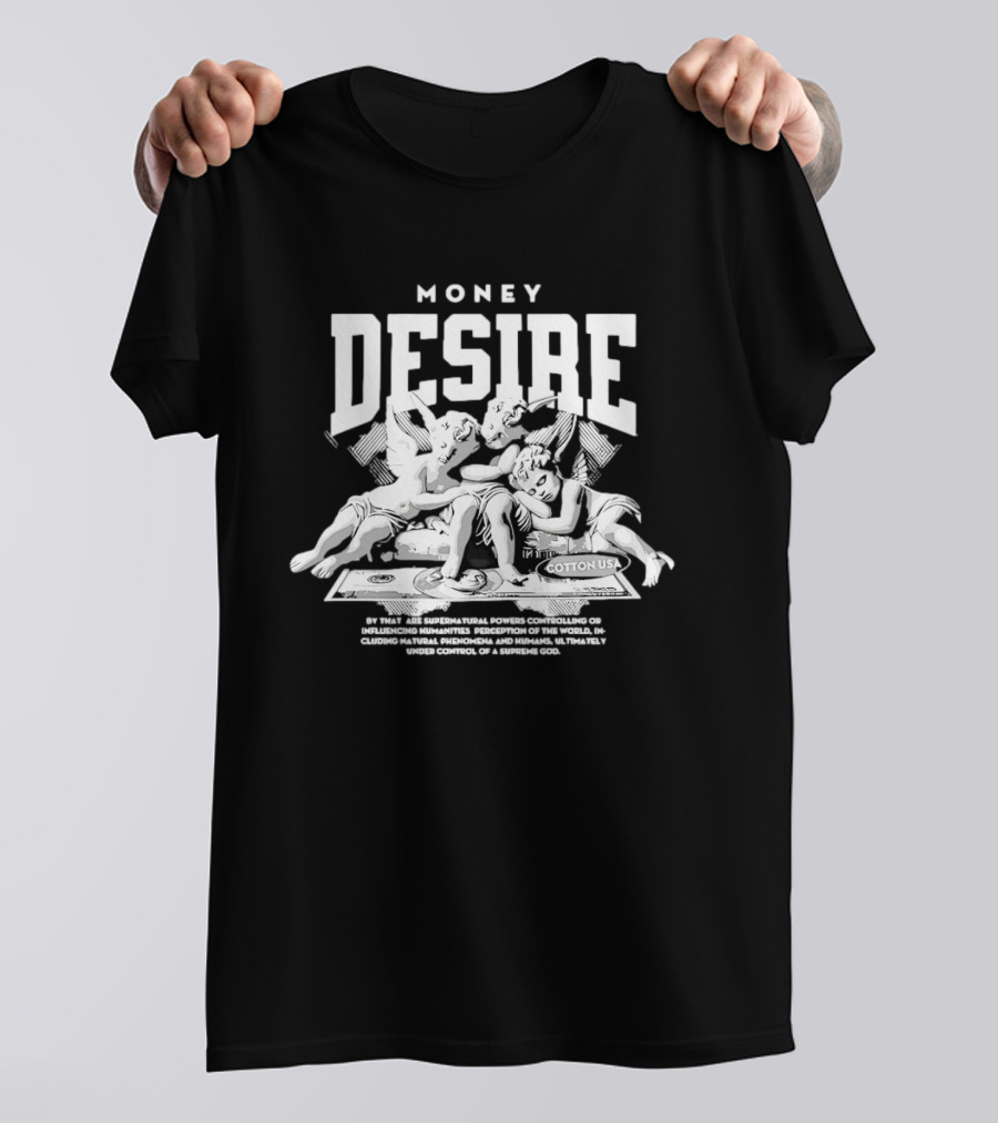 Money Desire Cherubs Sitting On Dollars Cotton USA T-Shirt