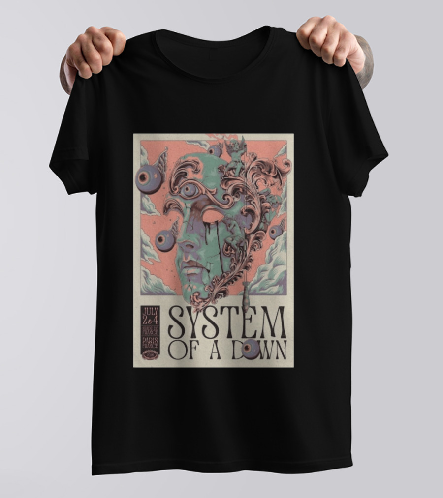 System Of A Down July 2 4 2026 Stade De France Paris Surreal T-Shirt