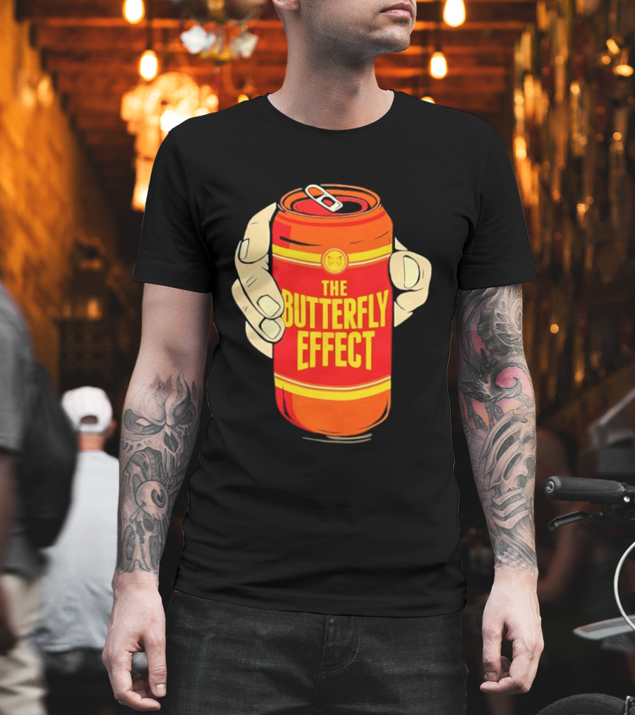 The Butterfly Effect Soda Can Vibrant Red Yellow Pop T-Shirt