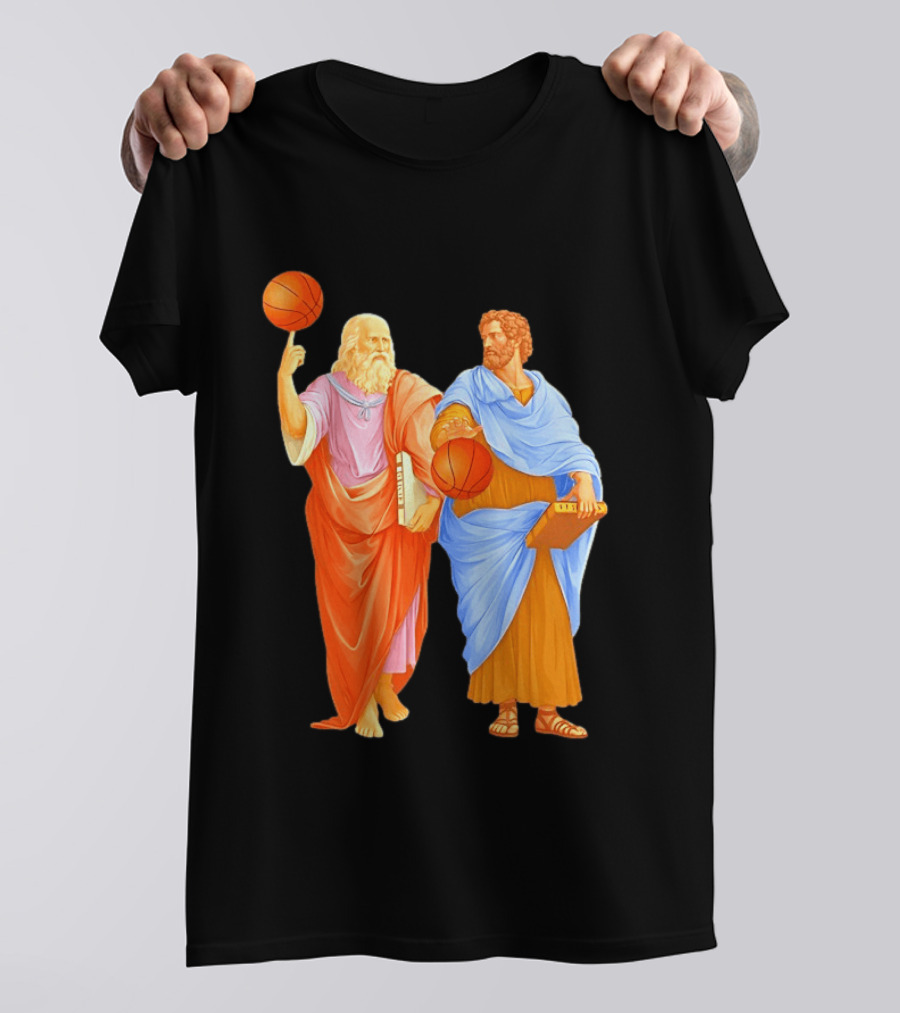 Plato Spinning Basketball Aristotle Playing Basketball In Ancient Greek Philosophy Duel T-Shirt