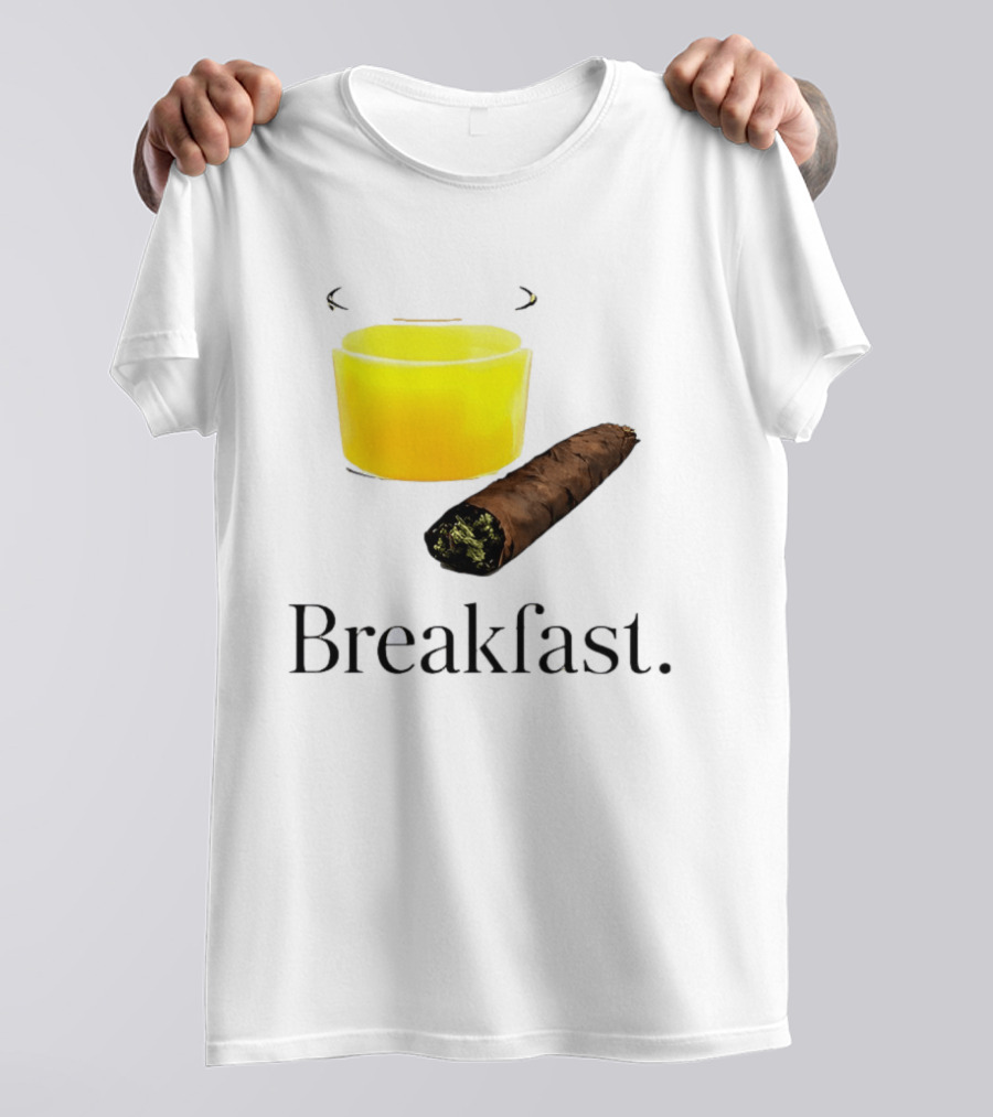 Breakfast Juice And Blunt Retro Humor With Glass And Cigar T-Shirt