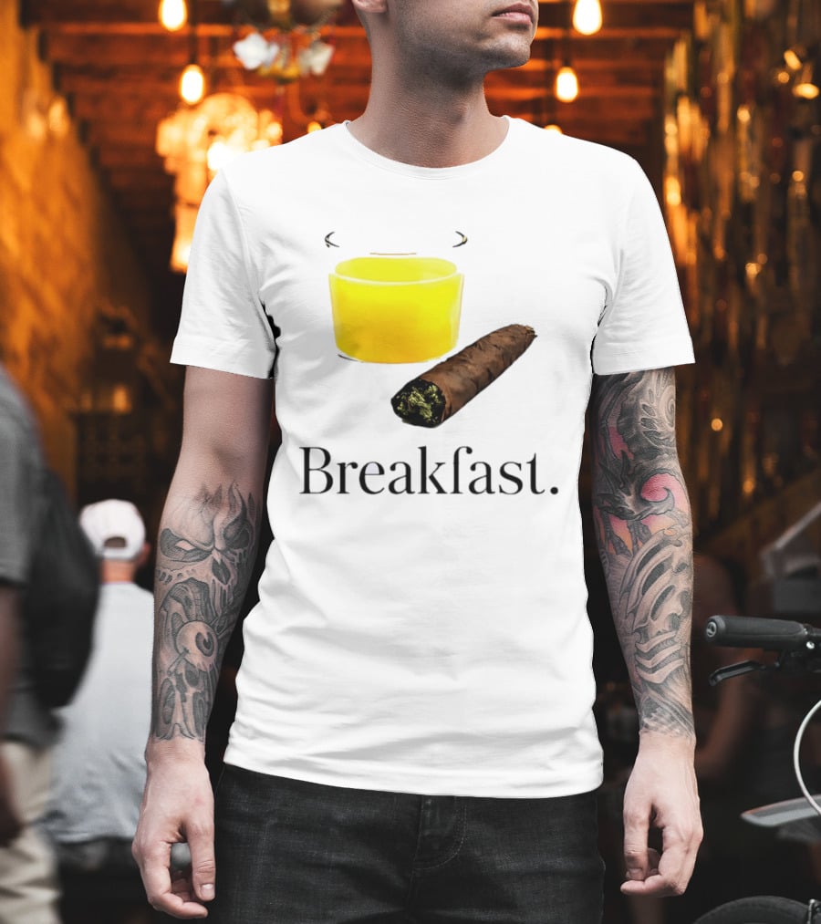 Breakfast Juice And Blunt Retro Humor With Glass And Cigar T-Shirt