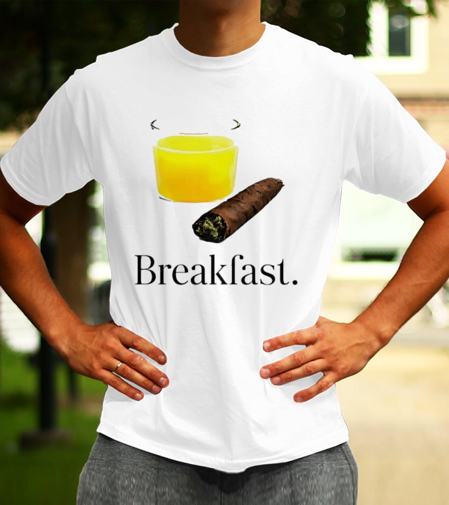 Breakfast Juice And Blunt Retro Humor With Glass And Cigar T-Shirt