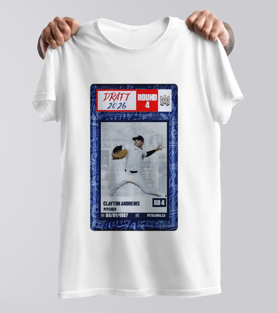 New York Yankees Clayton Andrews MLB Draft 2026 Round 4 Pitcher Trading Card T-Shirt