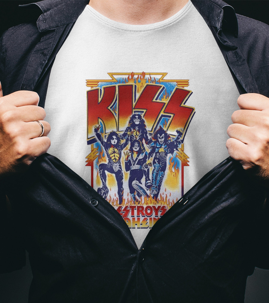 KISS Destroys Anaheim 76 Flames T-Shirt