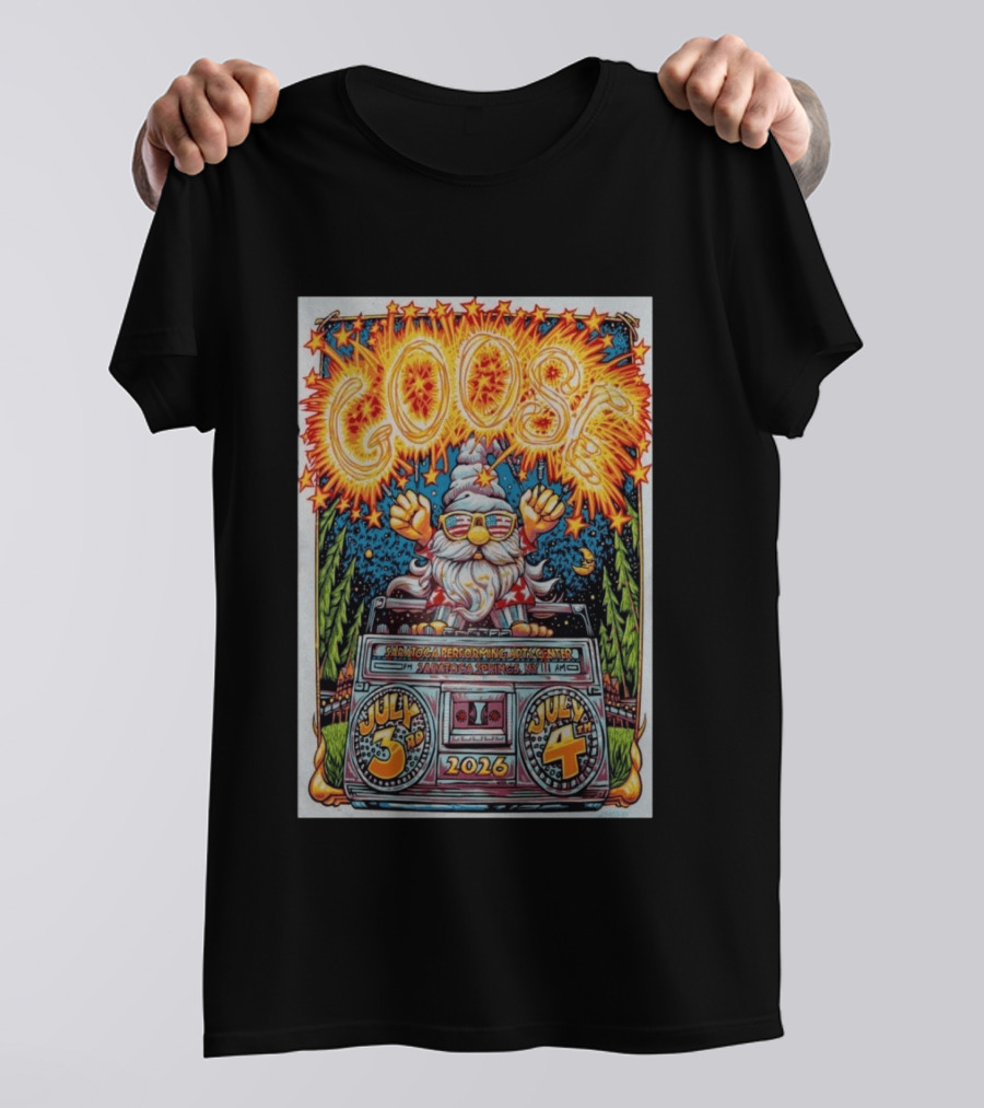 GOOSE July 3 4 2026 Saratoga Performing Arts Center Saratoga Springs NY Wizard Driving Van Fireworks Glasses Stars T-Shirt