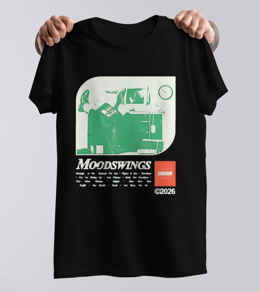 MOODSWINGS Graham 2023 Man Resting Legs On Desk Computer T-Shirt