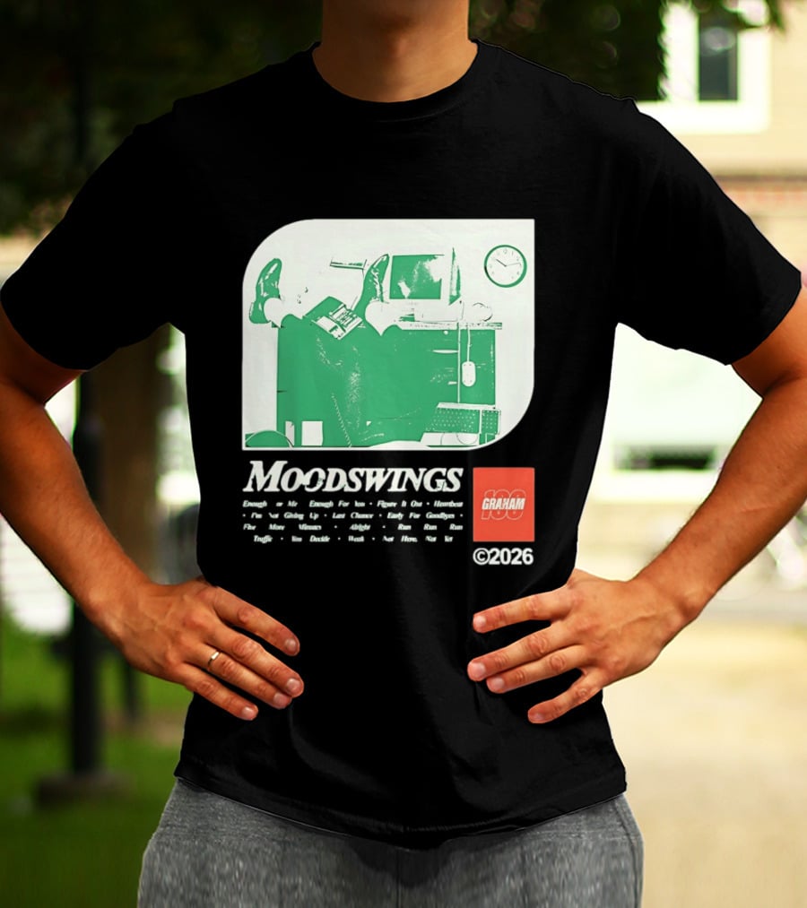 MOODSWINGS Graham 2023 Man Resting Legs On Desk Computer T-Shirt