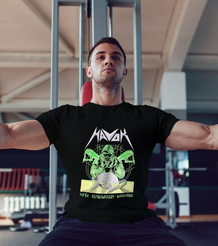 Havok Fifth Generation Warfare Mask Guns Skull T-Shirt