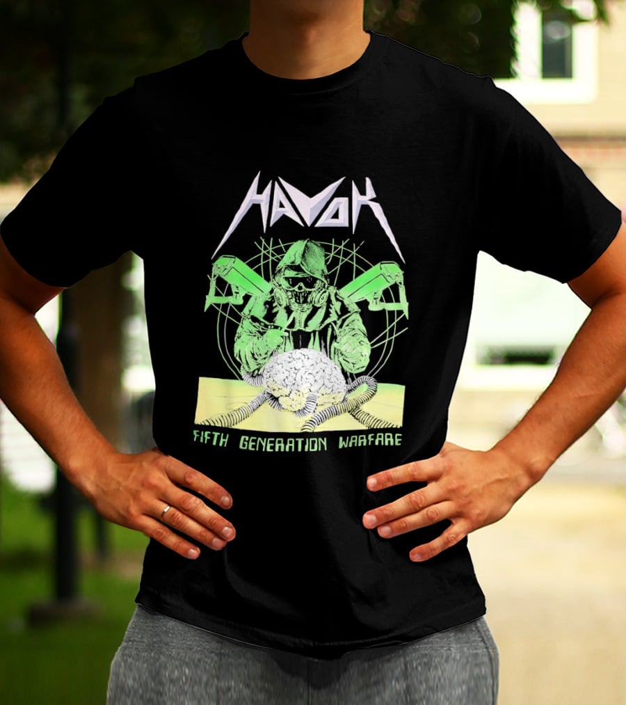 Havok Fifth Generation Warfare Mask Guns Skull T-Shirt
