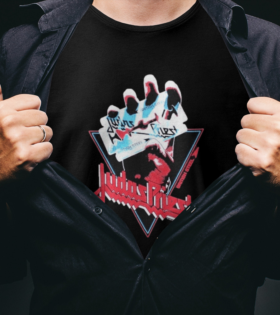 Judas Priest British Steel Hand Triangle Classic Rock T-Shirt