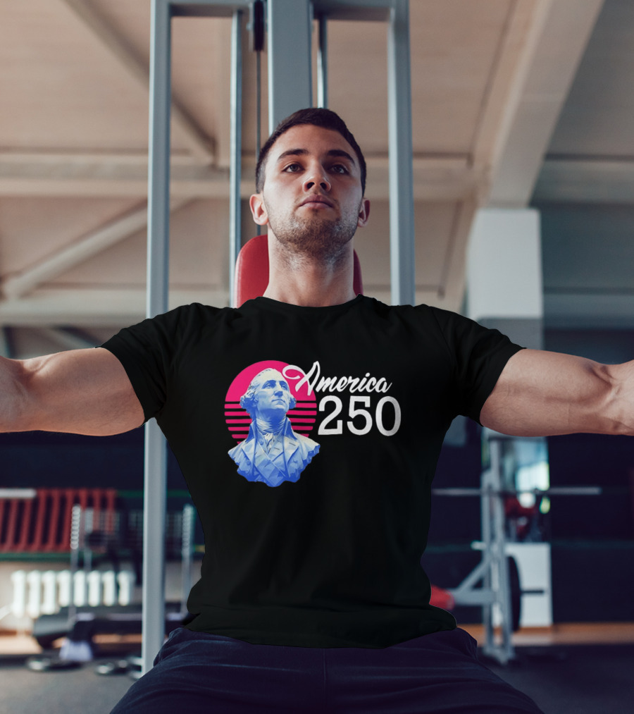 George Washington America 250 Synthwave Retro Bust T-Shirt