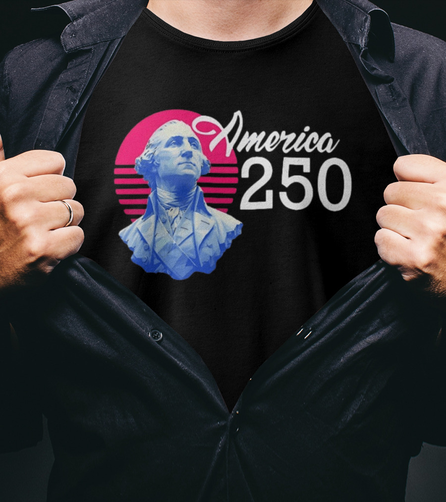 George Washington America 250 Synthwave Retro Bust T-Shirt