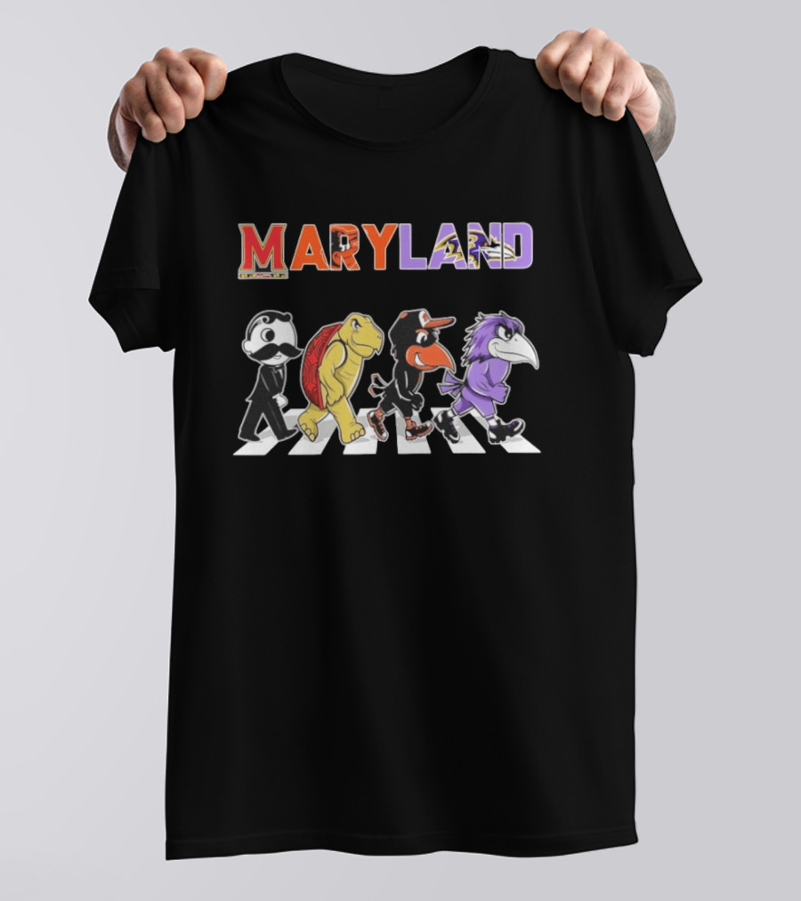 Maryland Baltimore Orioles Ravens Mascots Abbey Road Sports Characters T-Shirt