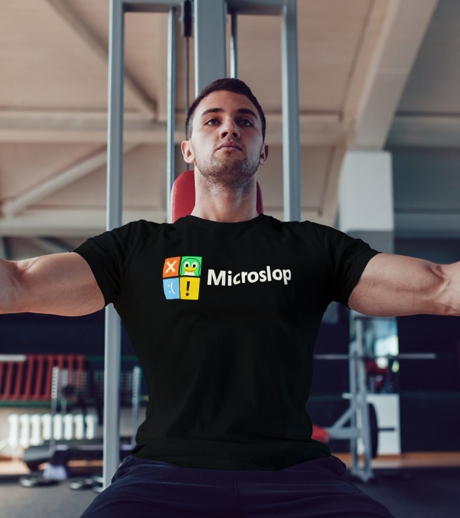 Microslop Parody Tux Penguin Windows Satire T-Shirt