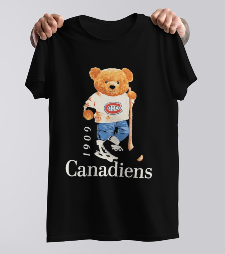 Montreal Canadiens 1909 Hockey Bear With Stick And Skates T-Shirt