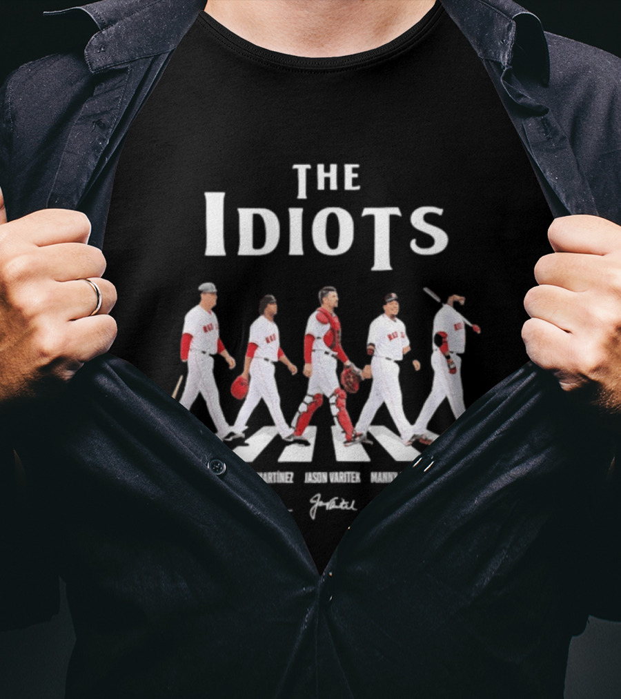 The Idiots Curt Schilling Pedro Martinez Jason Varitek Manny Ramirez David Ortiz Boston Red Sox Abbey Road Signatures T-Shirt