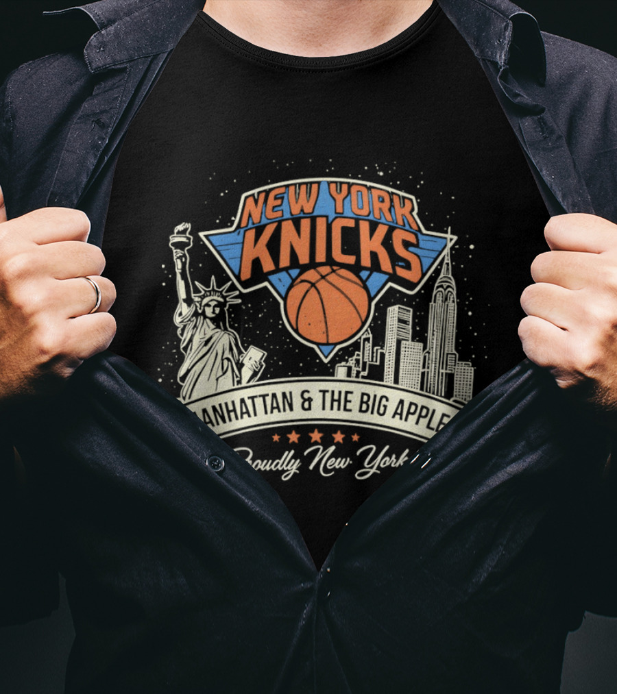 New York Knicks Manhattan Big Apple Proudly New York NBA Basketball T-Shirt