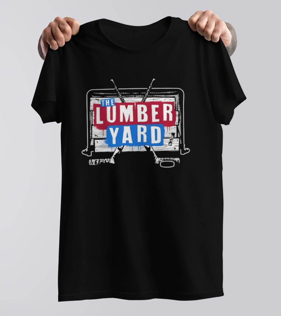 The Lumber Yard DNVR Hockey Sports Logo Hockey Rink Sticks T-Shirt