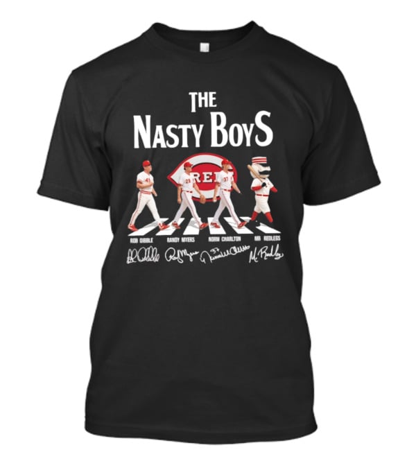The Nasty Boys Cincinnati Reds Rob Dibble Randy Myers Norm Charlton Mr Redlegs Abbey Road Signatures T-Shirt