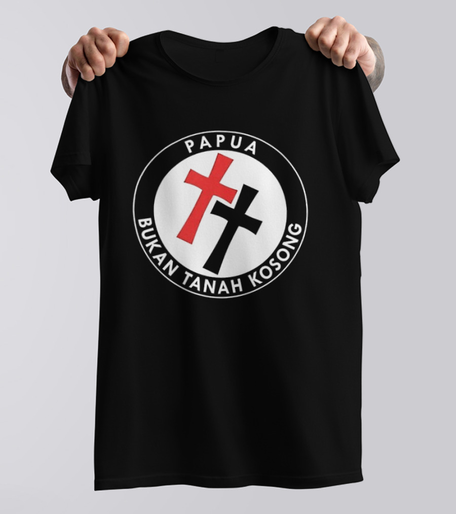 Papua Bukan Tanah Kosong Jaga Tanah Jaga Hutan Cross Symbol Two Sided T-Shirt
