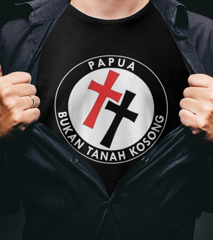 Papua Bukan Tanah Kosong Jaga Tanah Jaga Hutan Cross Symbol Two Sided T-Shirt