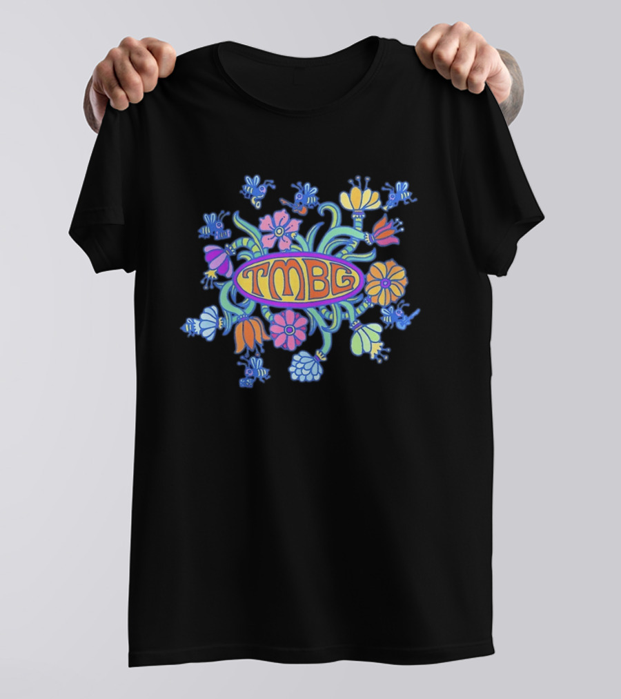 TMBG They Might Be Giants Band Floral Bees Flowers Oval T-Shirt