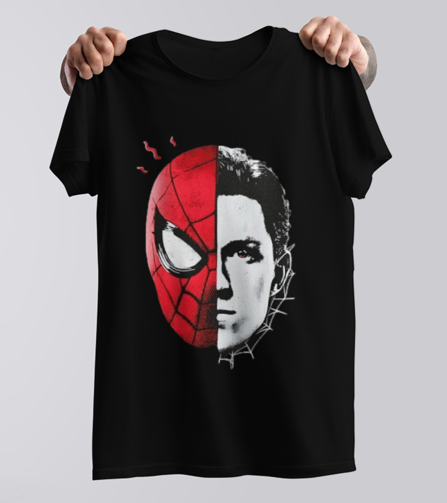 Tom Holland Spider Man Split Face Marvel Mashup T-Shirt
